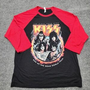 Kiss Final Tour Ever End Of The Road Official Merchandise Shirt 3/4 Sleeve Large